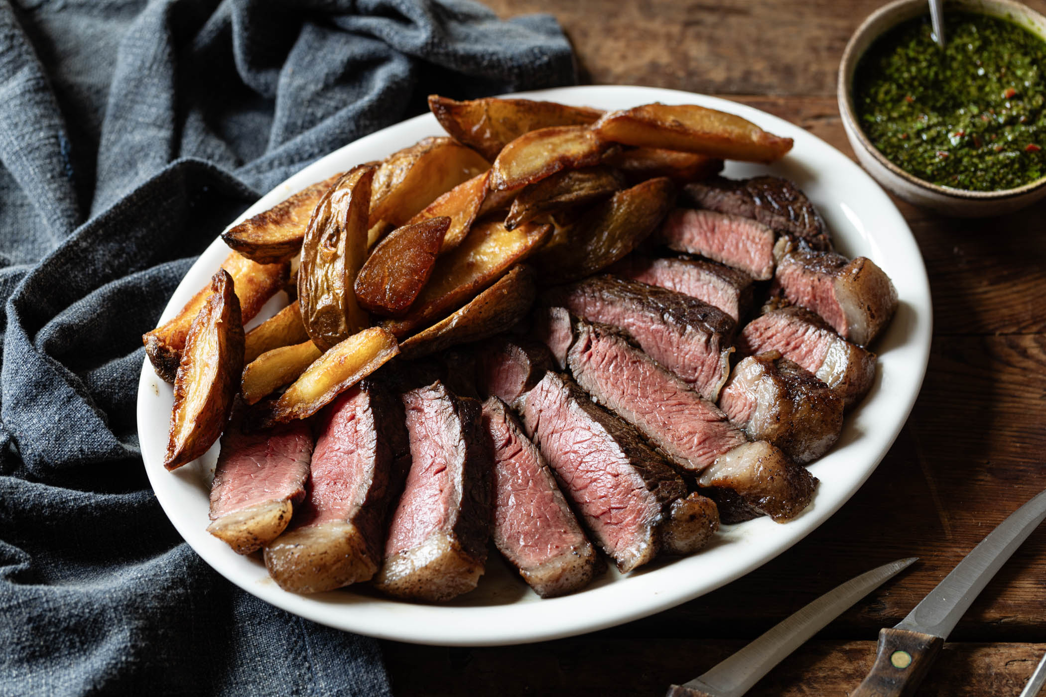 Sharing Rump Steak with Chimichurri Beef Fat (Chips)
