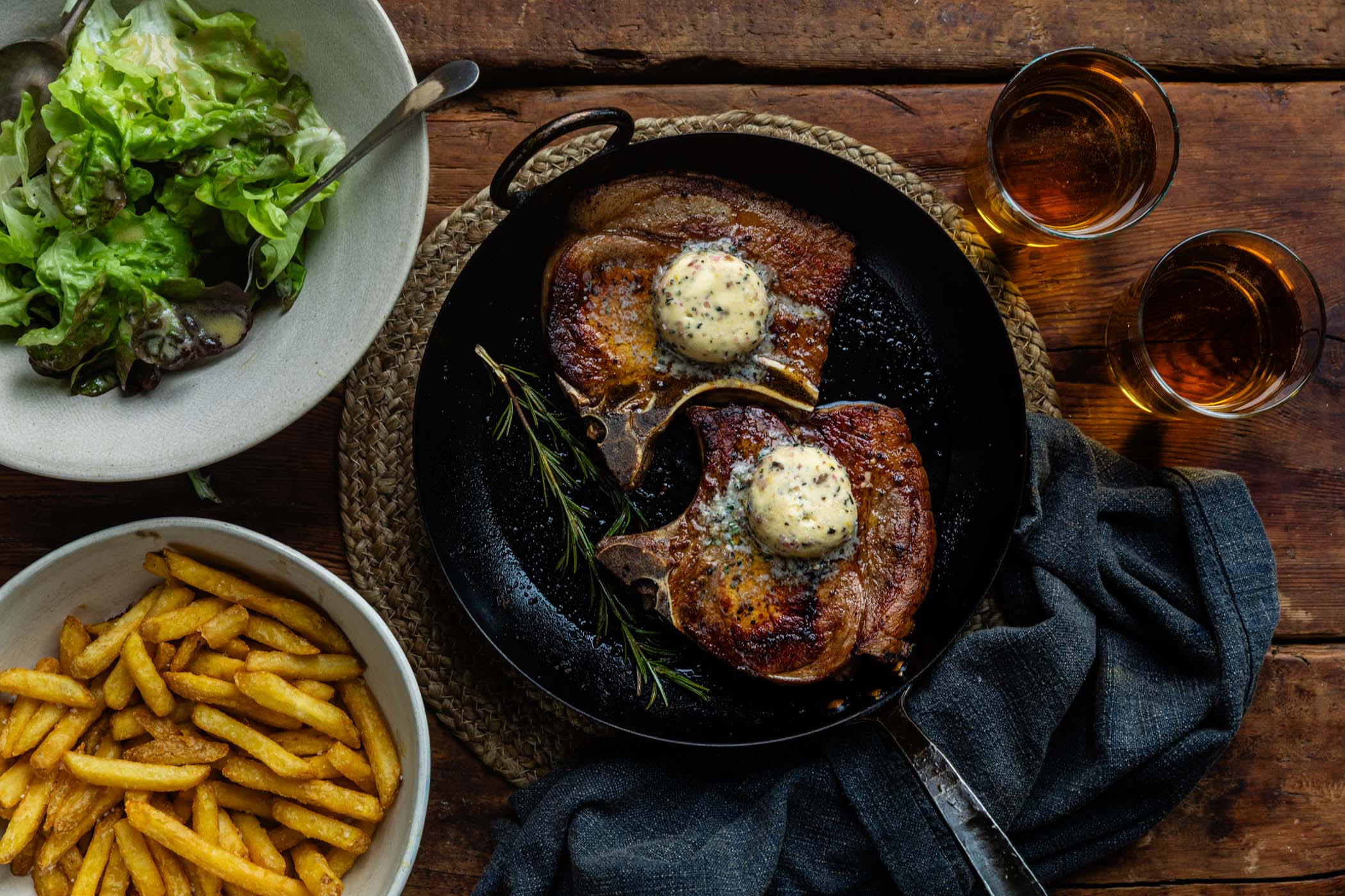 Pork Chop with Rosemary & Anchovy Butter