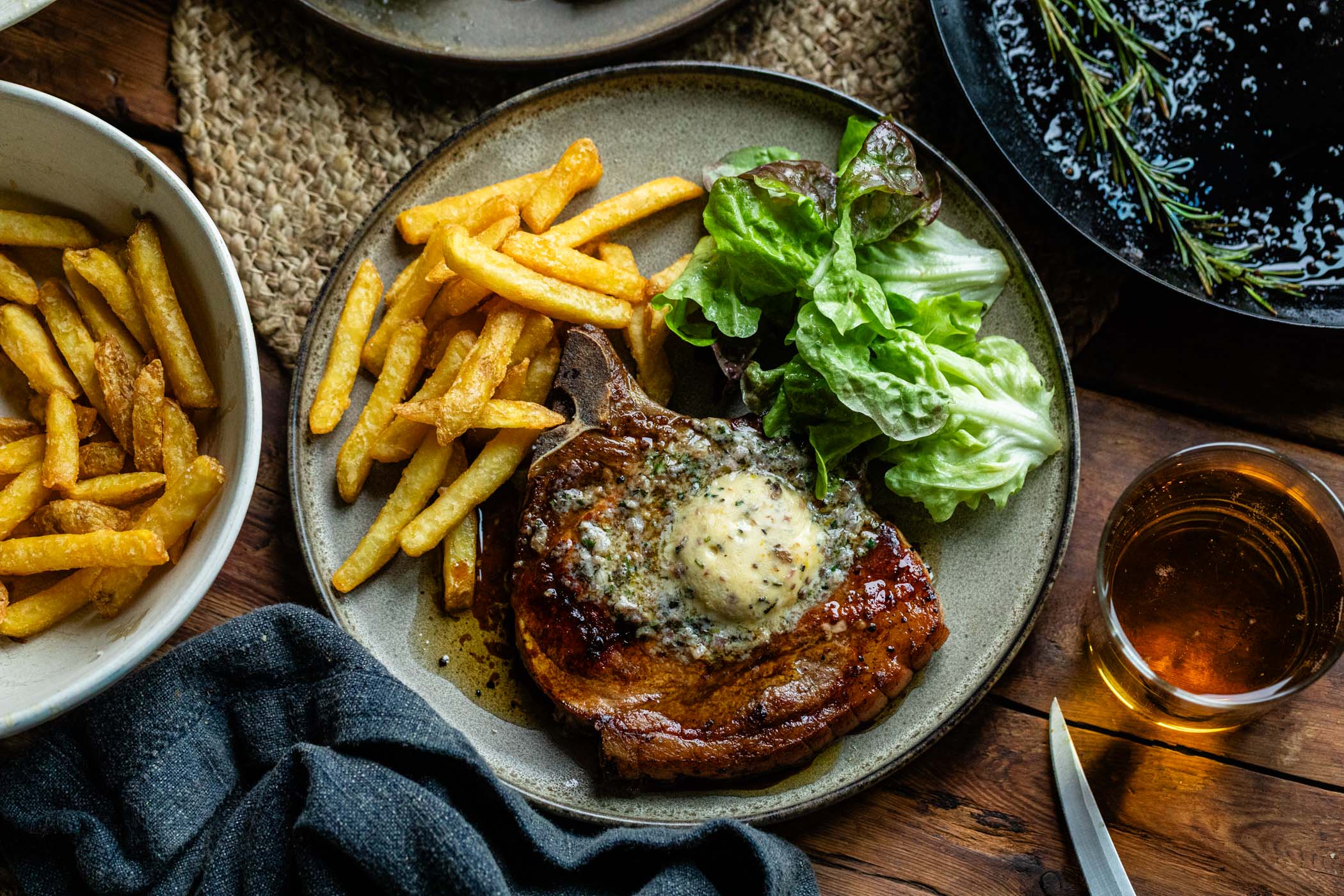 Pork Chop with Rosemary & Anchovy Butter