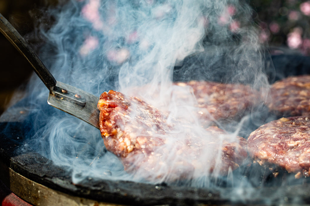 x SLAP & PICKLE Smoked Lardo Steak Burgers