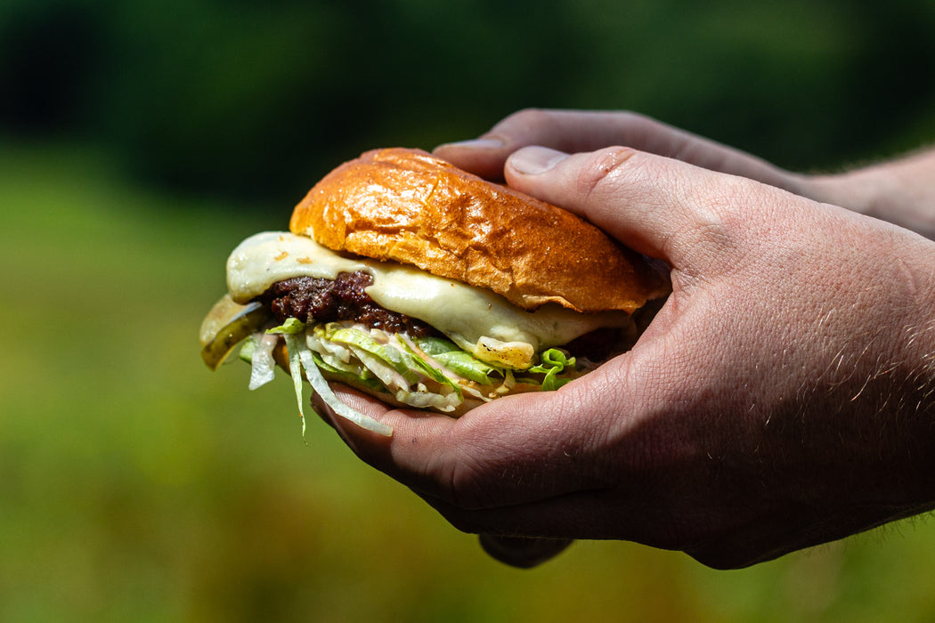 x SLAP & PICKLE Smoked Lardo Steak Burgers