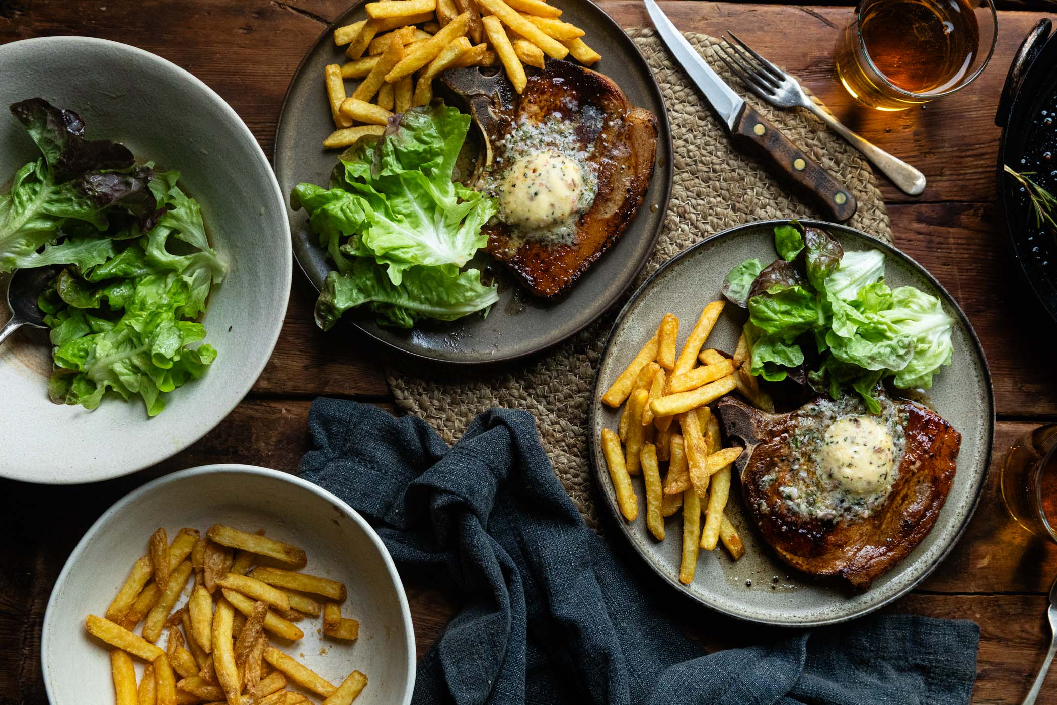 Pork Chop with Rosemary & Anchovy Butter