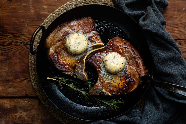 Pork Chop with Rosemary & Anchovy Butter