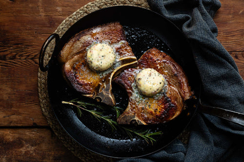 Pork Chop with Rosemary & Anchovy Butter