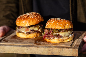 Venison, Pork & Smoked Lardo Burgers