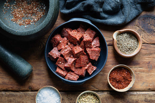 Ox Heart Skewers, Diced & Marinated