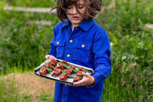 Ox Heart Skewers, Diced & Marinated