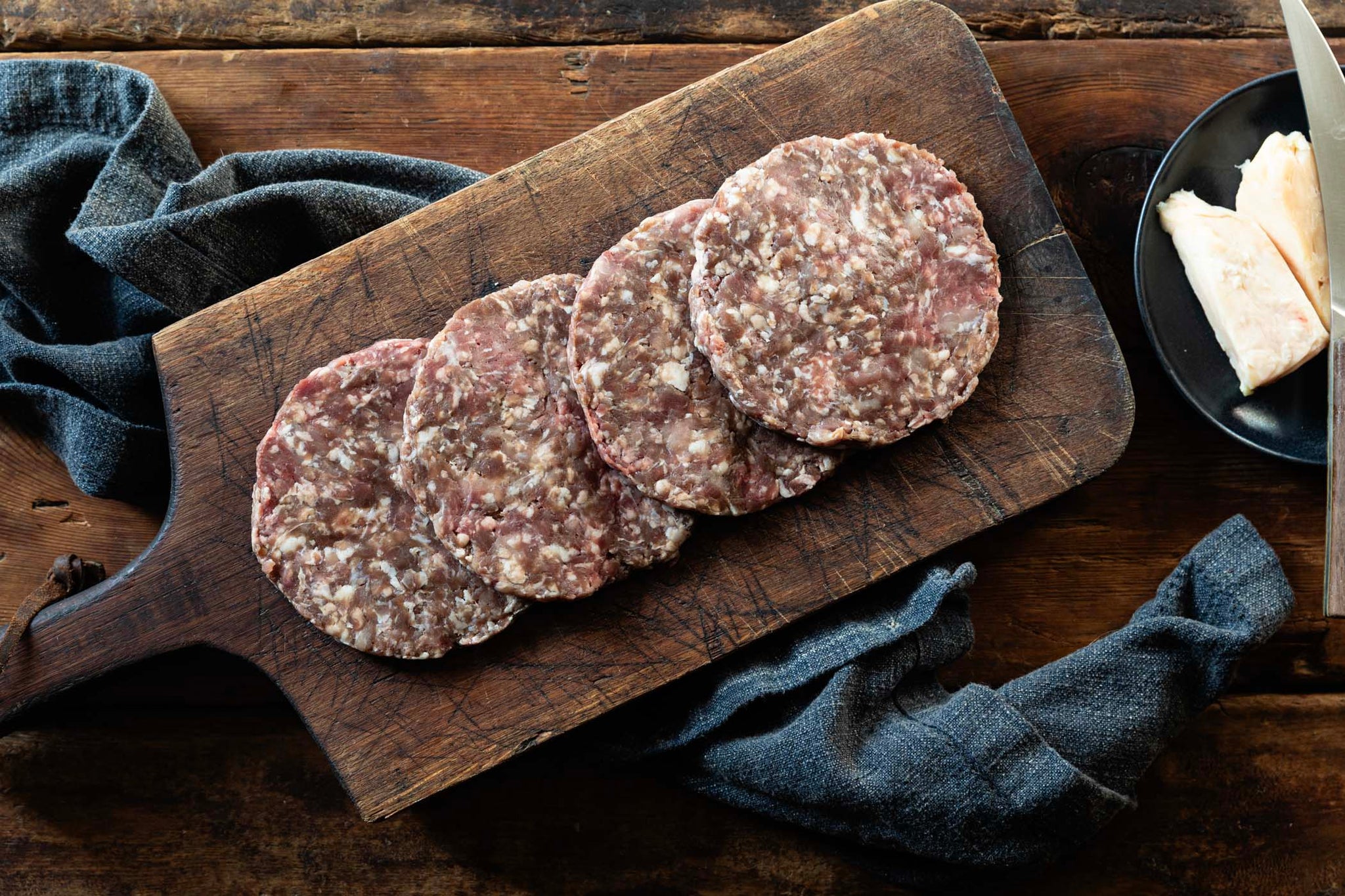 Venison, Pork & Smoked Lardo Burgers