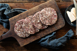 Venison, Pork & Smoked Lardo Burgers