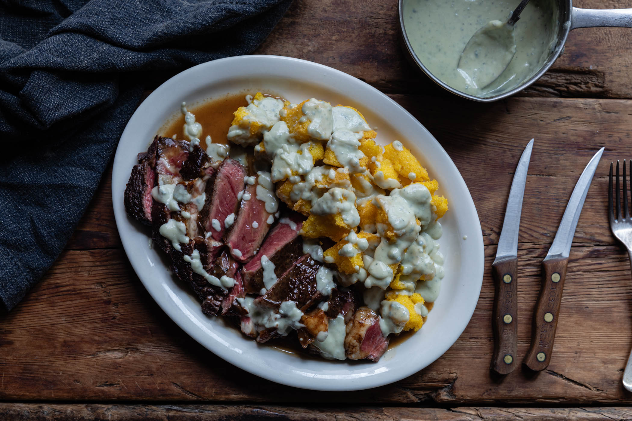 Sharing ribeye & Trullo's gorgonzola fonduta 🇮🇹