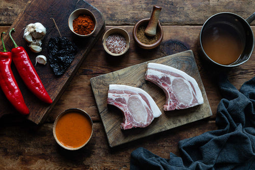 x Acme Fire Cult | Pork Loin Chops, Rindless + Grill Spice + Pork Jus & Fat + Mojo Rojo