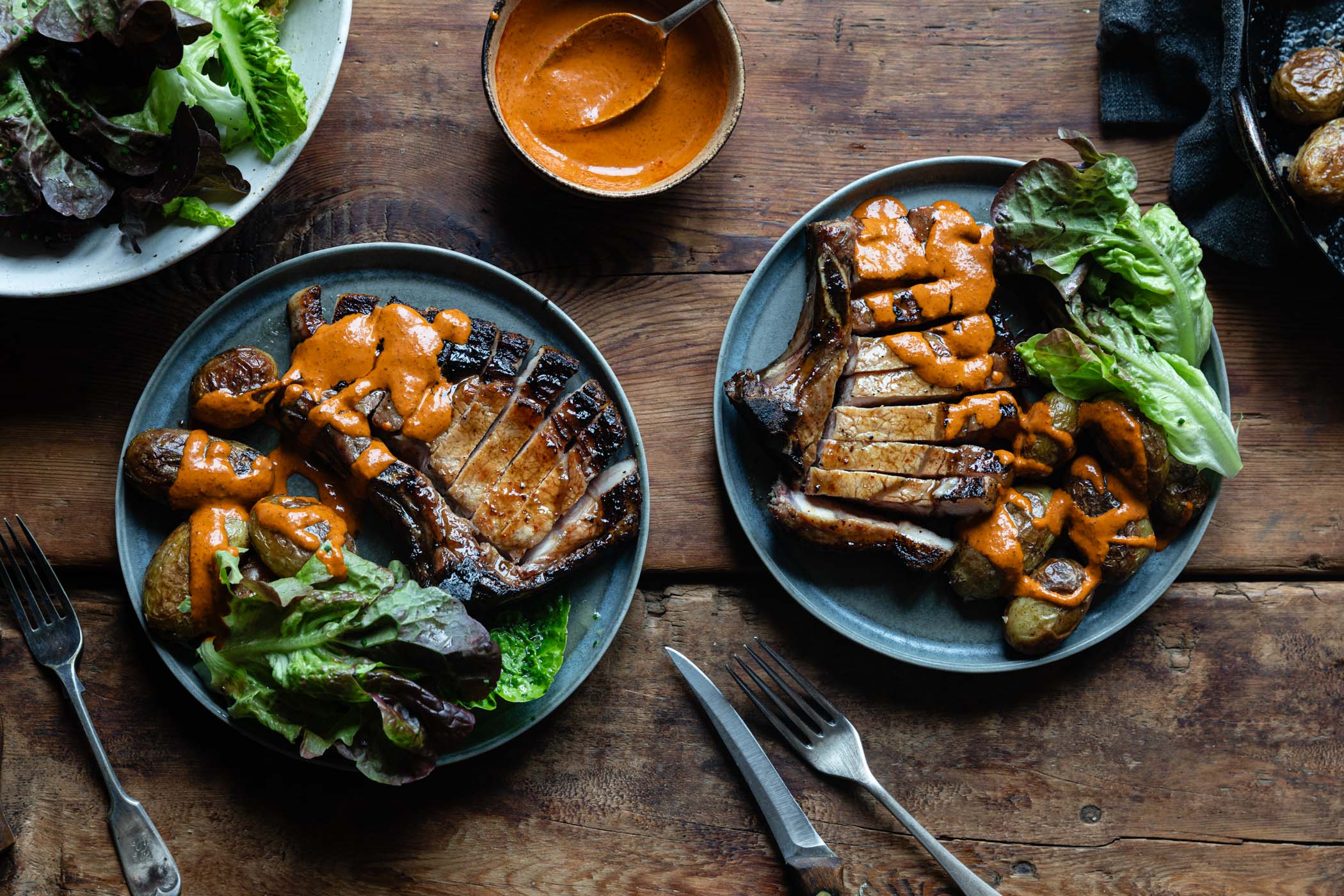 x Acme Fire Cult | Pork Loin Chops, Rindless + Grill Spice + Pork Jus & Fat + Mojo Rojo