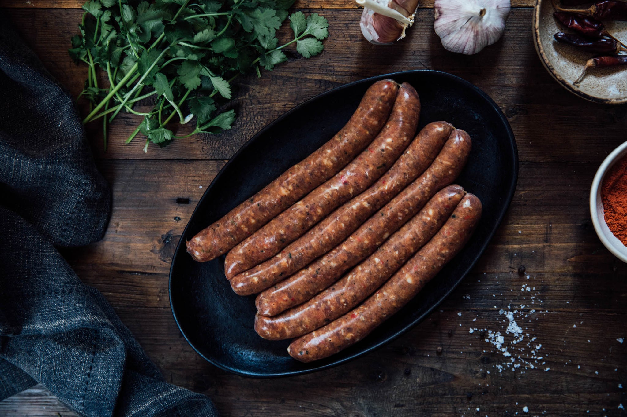 swaledale lamb merguez sausages just out of the fridge and ready to be cooked