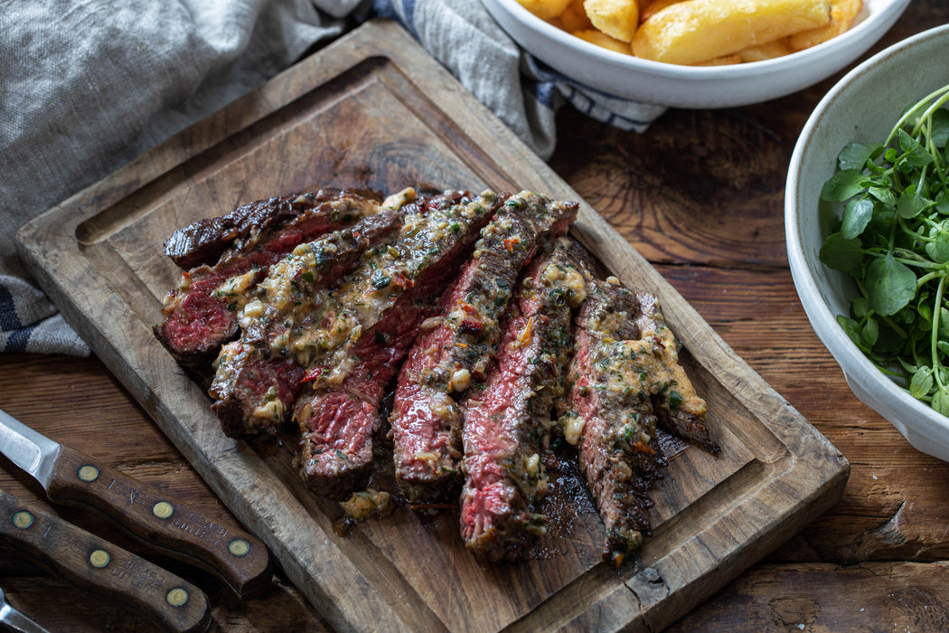 x THE CLARENCE TAVERN Bavette Steak w/ Roasted Tomato & Bone Marrow Butter